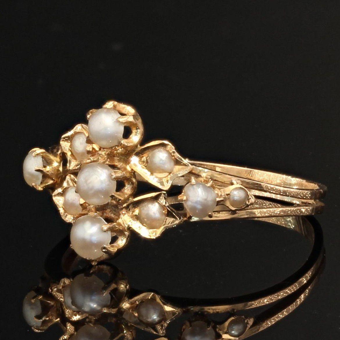 Bead 19th Century Natural Pearl 18 Karat Rose Gold Ring