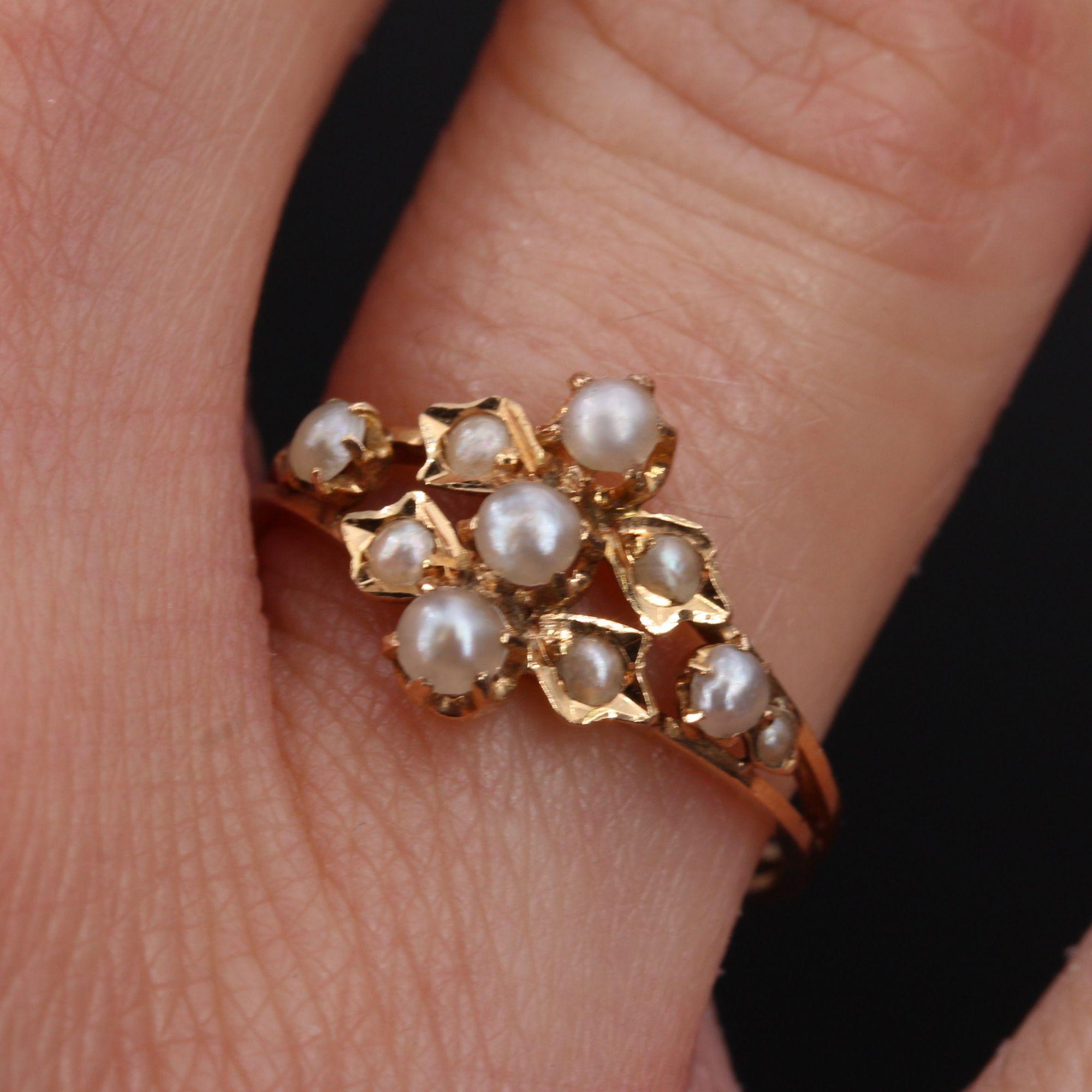19th Century Natural Pearl 18 Karat Rose Gold Ring In Good Condition In Poitiers, FR