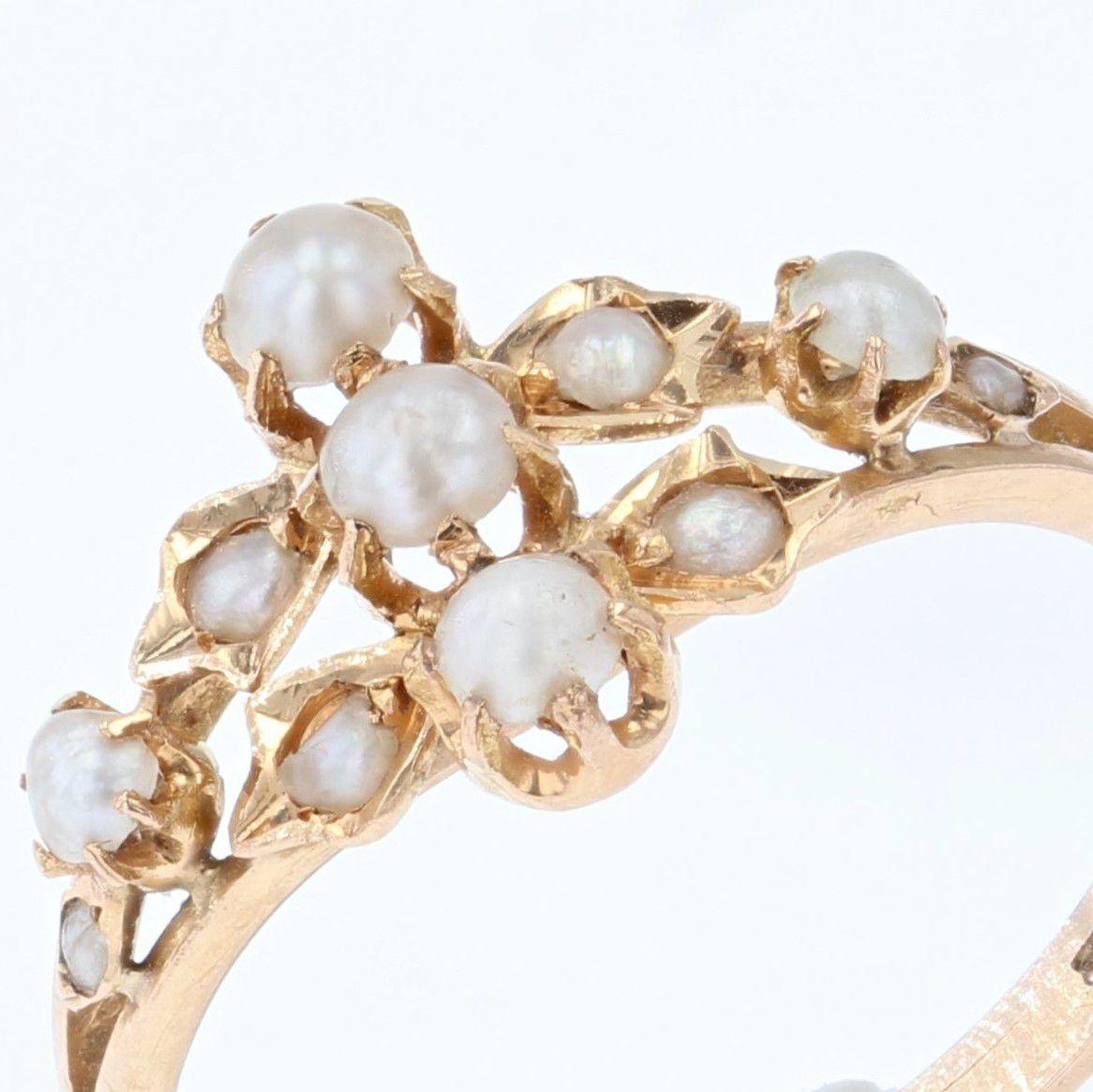 19th Century Natural Pearl 18 Karat Rose Gold Ring 1