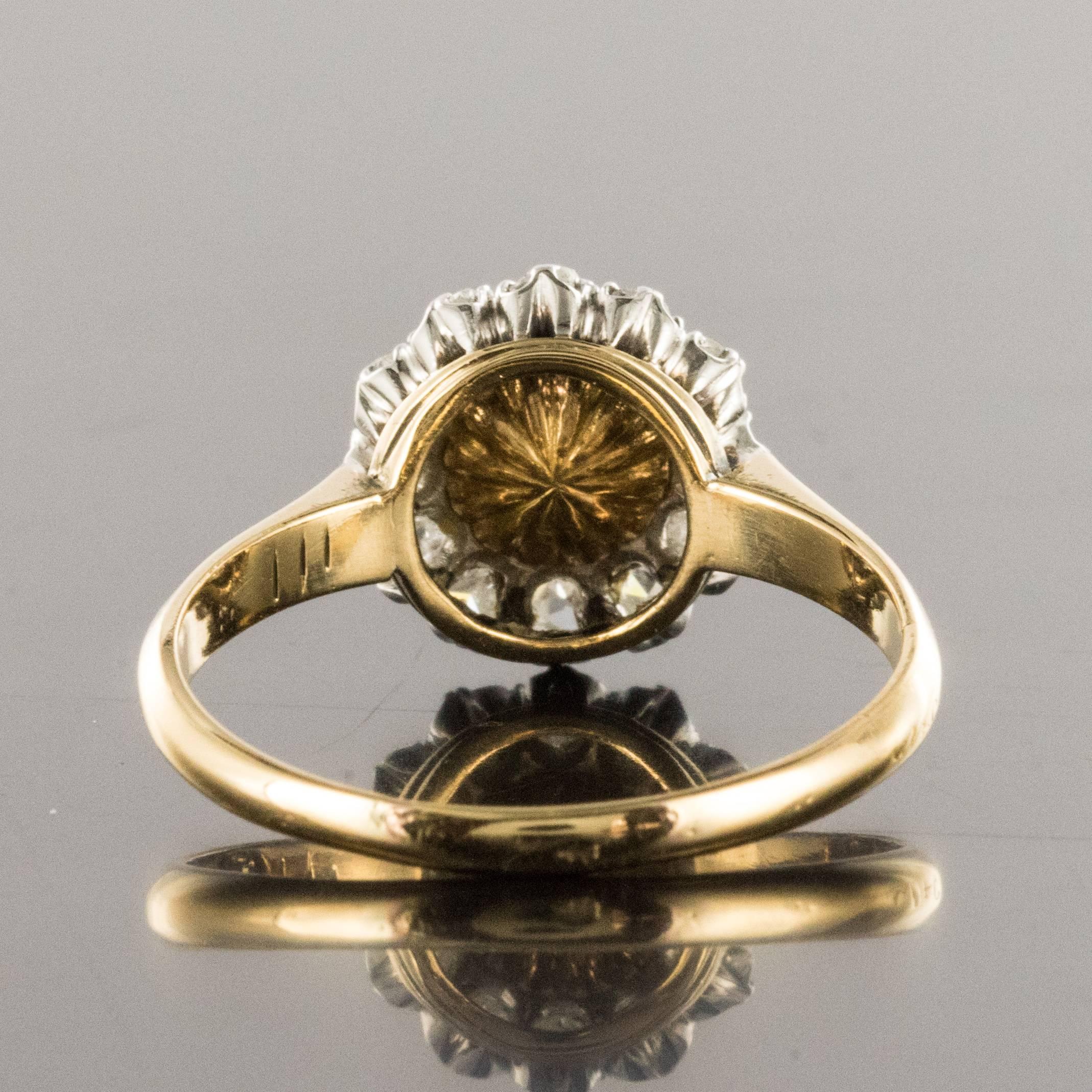 Women's 19th Century Natural Pearl Diamond Yellow Gold Cluster Ring