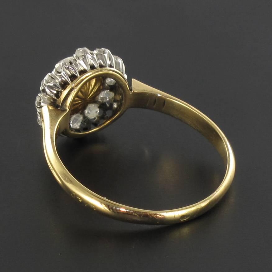 19th Century Natural Pearl Diamond Yellow Gold Cluster Ring 2