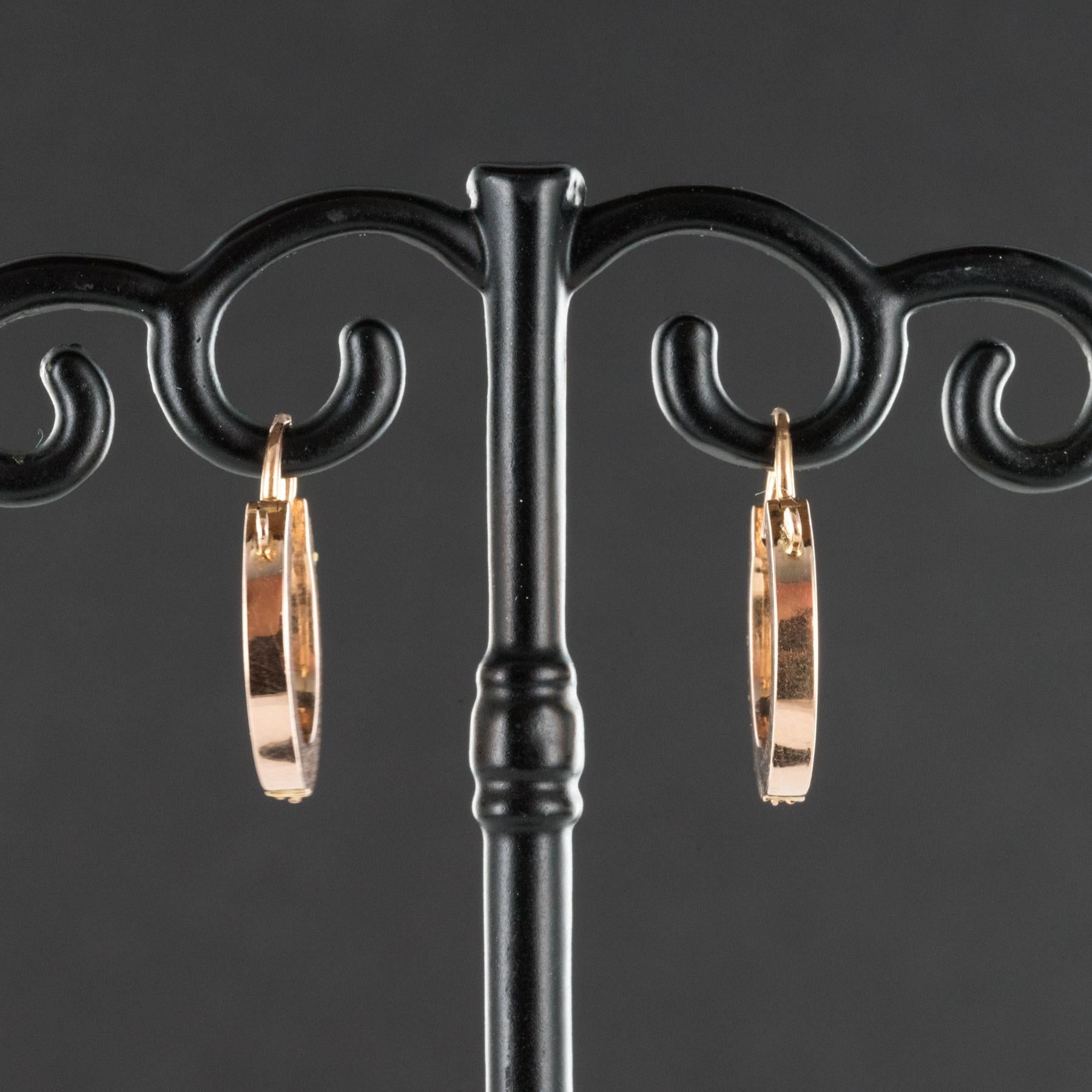19th Century Natural Pearl Rose Gold Hoop Earrings 1