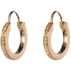 19th Century Natural Pearl Rose Gold Hoop Earrings