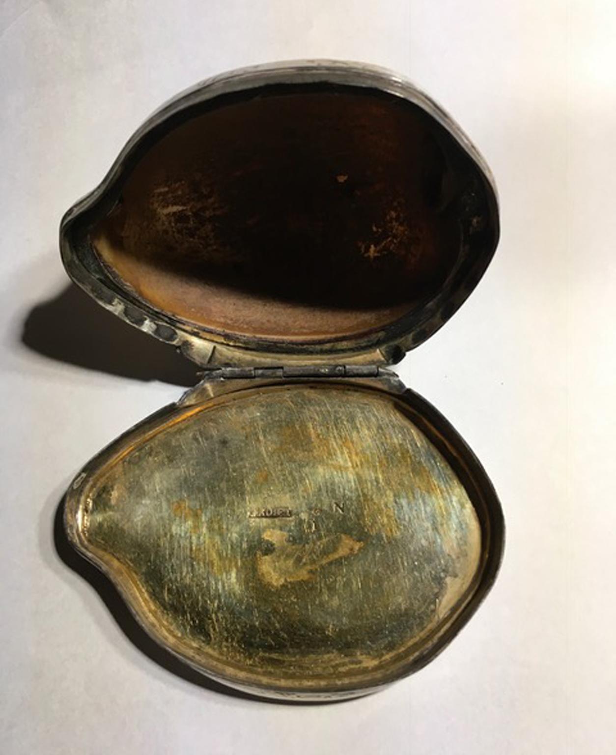 natürliche Muschel aus dem 19. Jahrhundert:: montiert in einer Silberdose 2