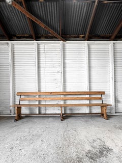 Banc plate-forme pour chemin de fer gallois en bois naturel du 19e siècle