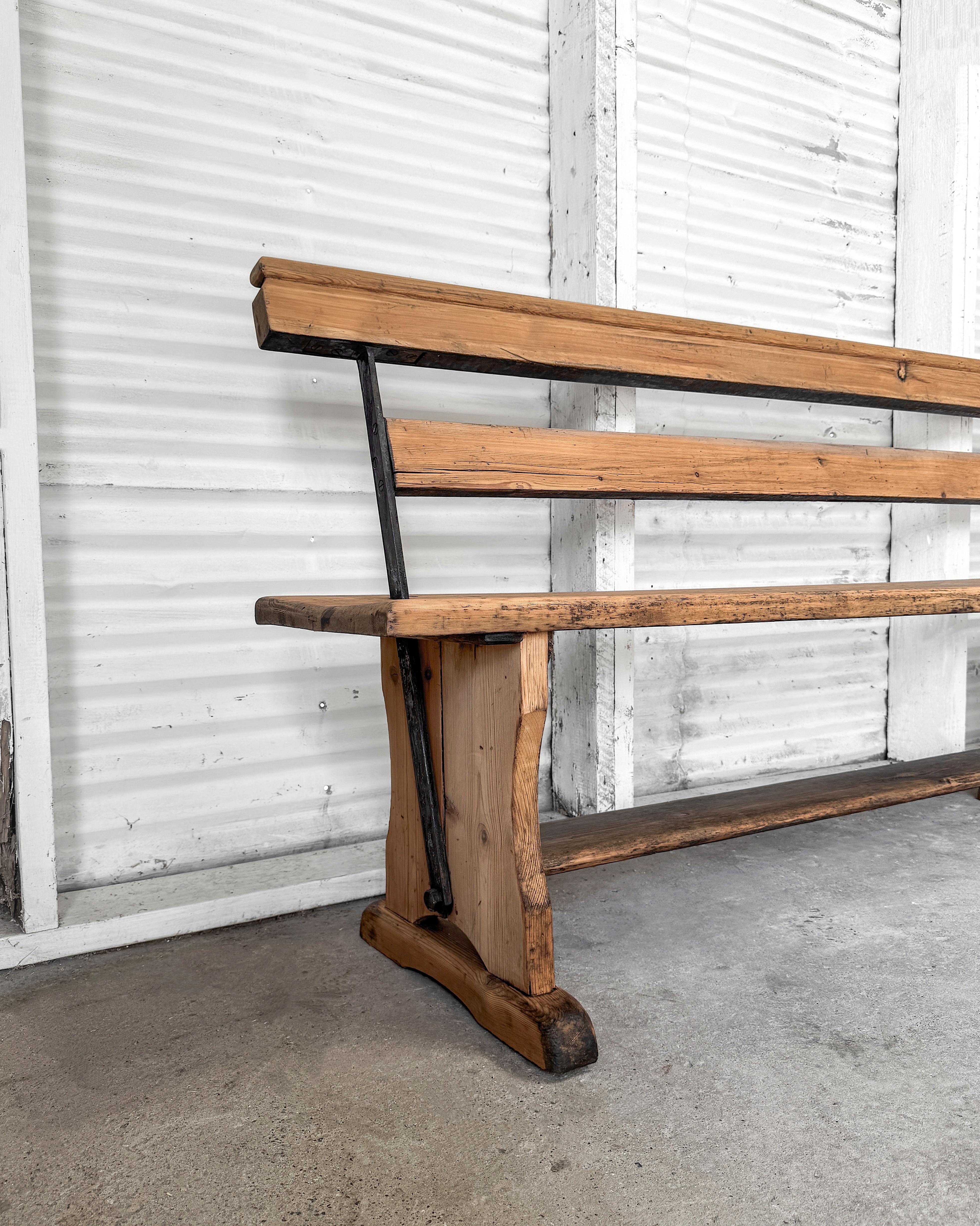 Banco de Plataforma Ferroviaria Galés de Madera Natural del Siglo XIX en Bueno estado para la venta en Mckinney, TX