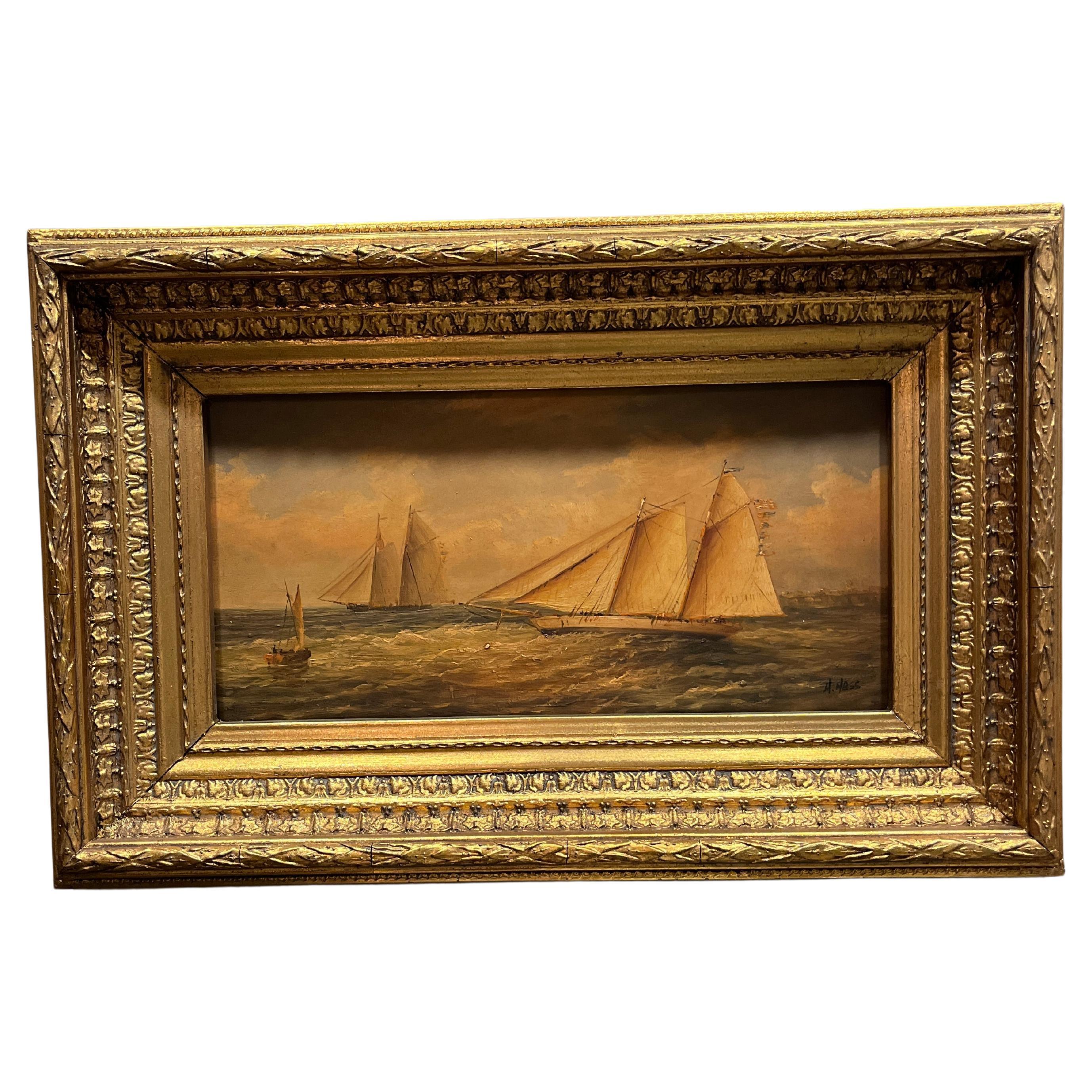 19th Century Nautical Maritime Seascape Sail Boat 