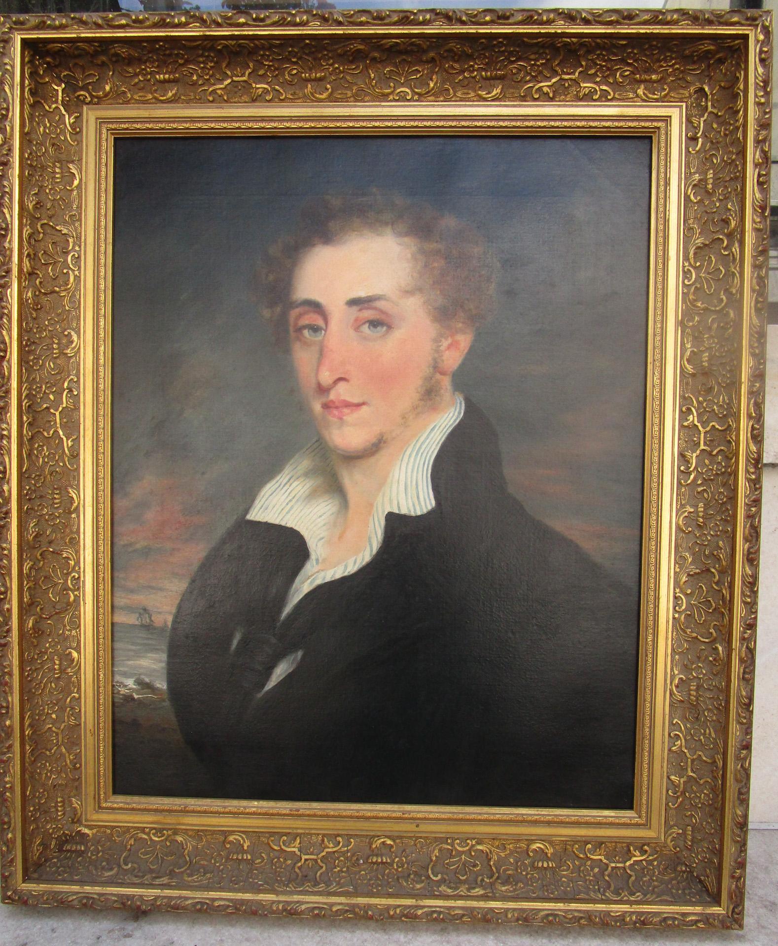 19th century Nautical Portrait Oil Painting in Giltwood Frame 8