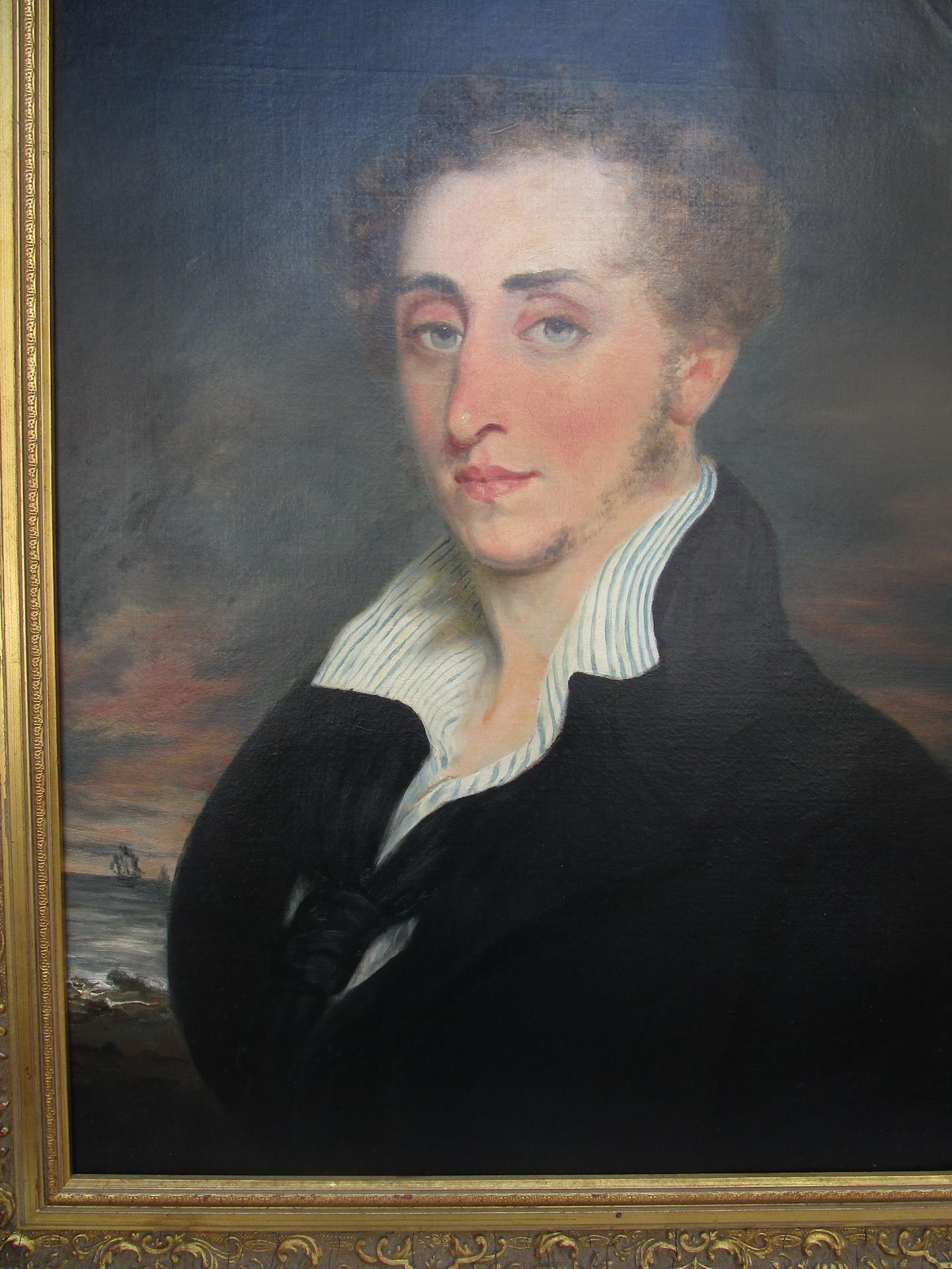 19th century Nautical Portrait Oil Painting in Giltwood Frame 10