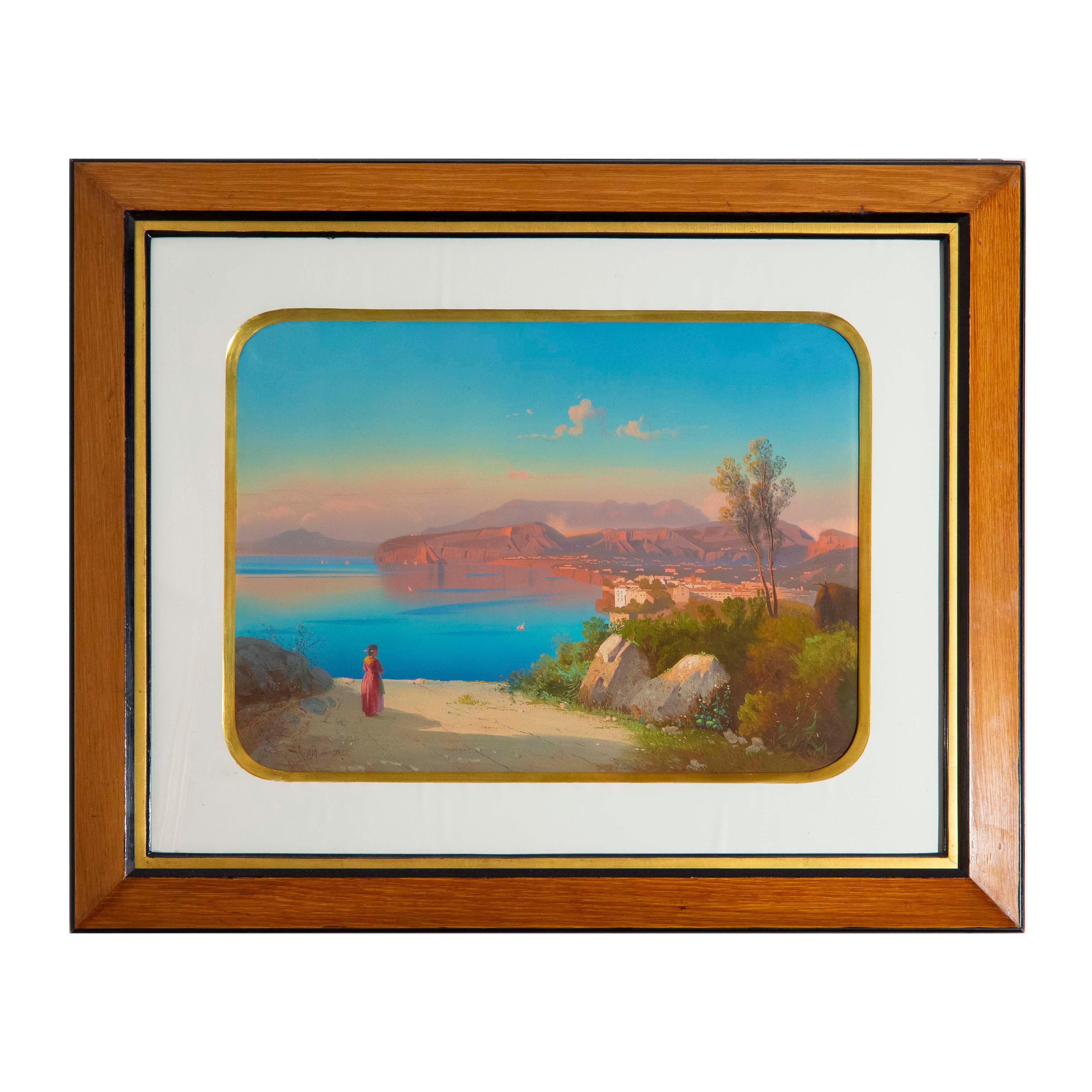 A rare set of four large gouache paintings inspired by the views of the Bay of Naples and the ancient Greek temples at Paestum. Signed 'Romano'. Italy, circa 1850's.

Why we like them

Exquisitely hand-painted in mid-19th century, these pictures