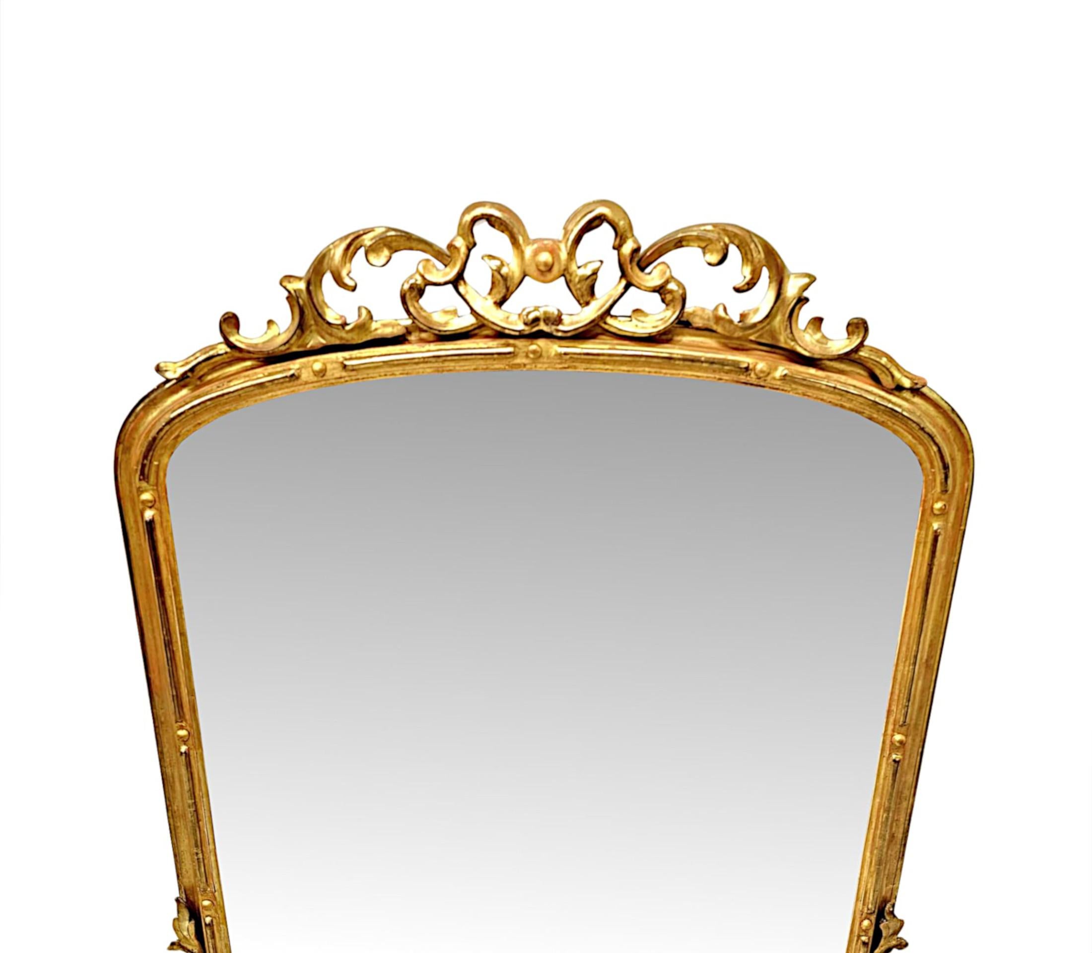 English 19th Century Neat Size Giltwood Archtop Overmantel Mirror For Sale