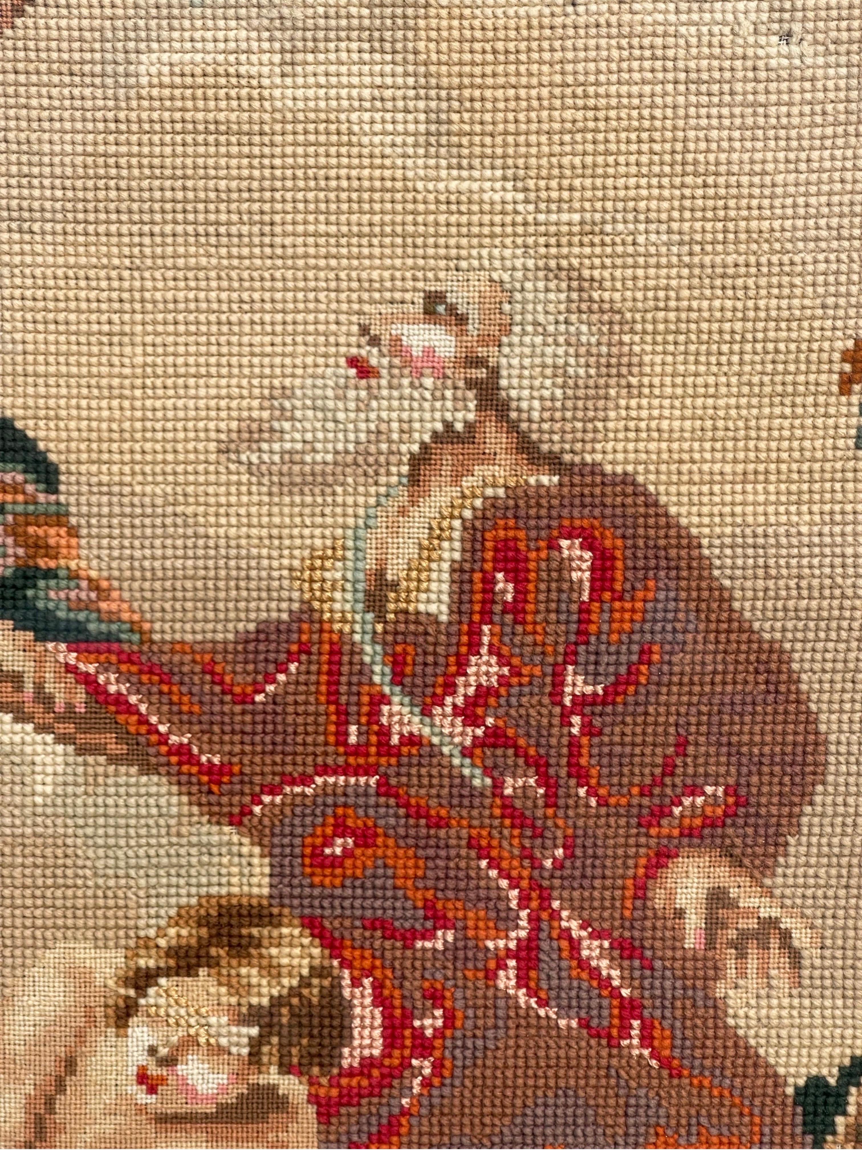 Thread 19th Century Needlepoint Depiction of “Binding of Isaac” by Abraham, 1882 For Sale