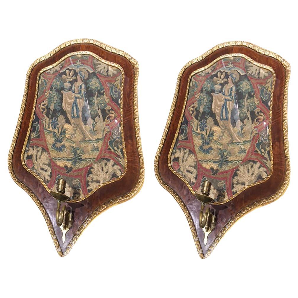 19th Century Needlepoint Wall Sconces For Sale