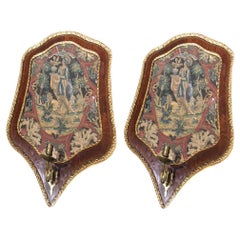 19th Century Needlepoint Wall Sconces