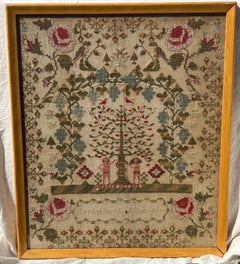 19th Century Needlework Sampler of the Garden of Eden