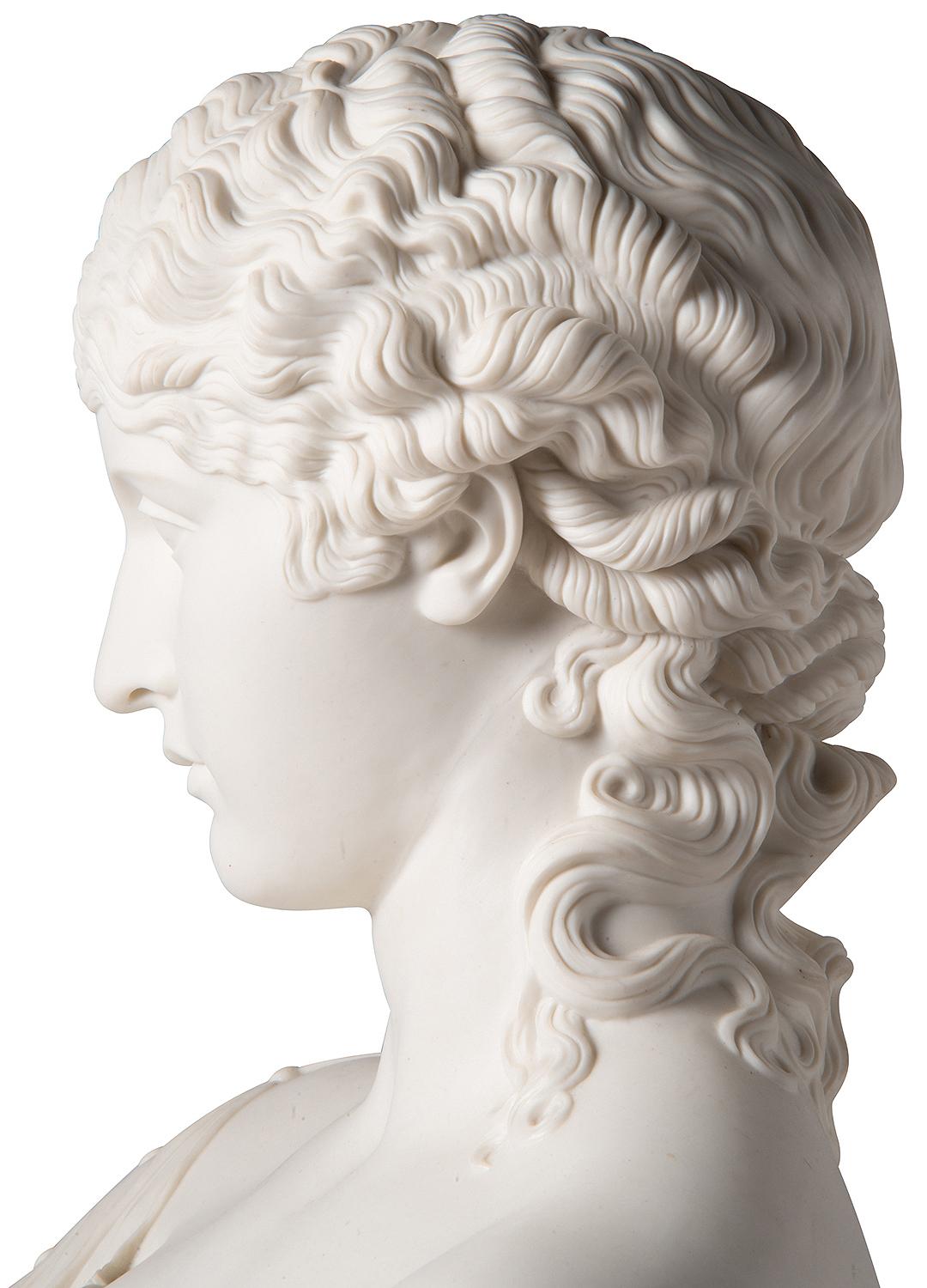 Porcelain 19th Century Neoclassical Female Parian Bust