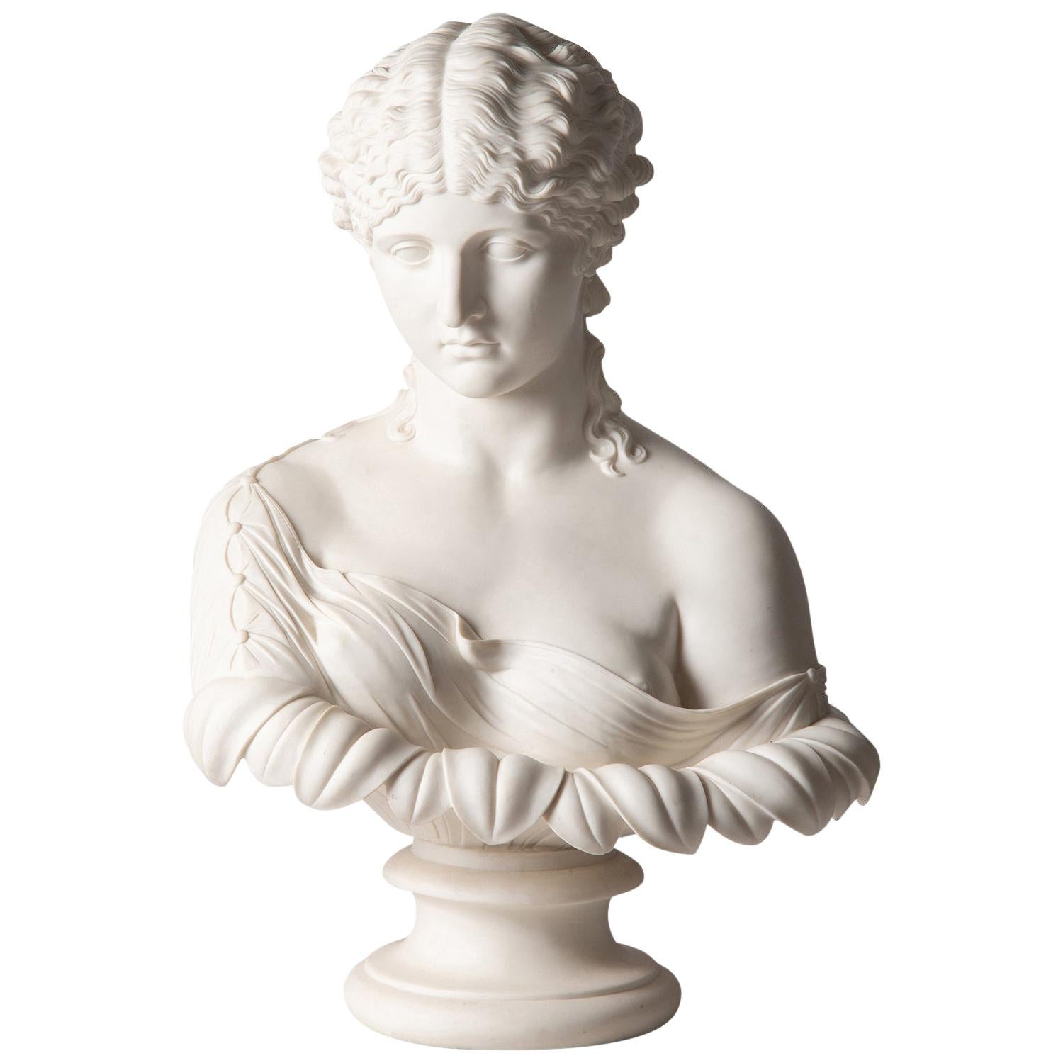 19th Century Neoclassical Female Parian Bust