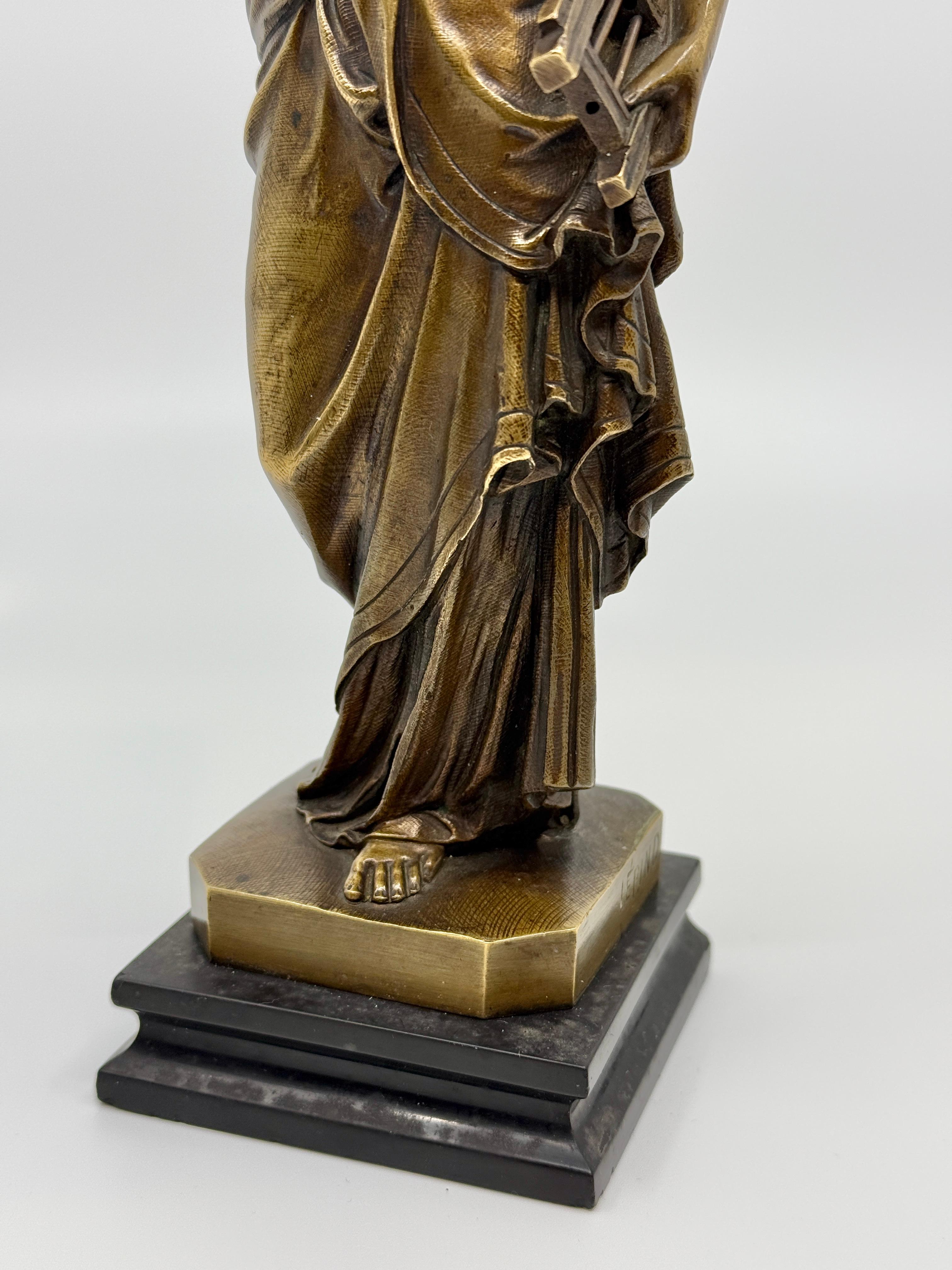Francese Donna in bronzo neo-classica del Grand Tour del XIX secolo con lira in vendita