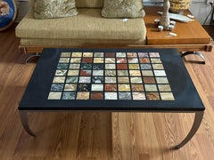 Plateau de table de style néoclassique du XIXe siècle, inspiré du Grand Tour, avec un nouveau piètement artisanal en acier