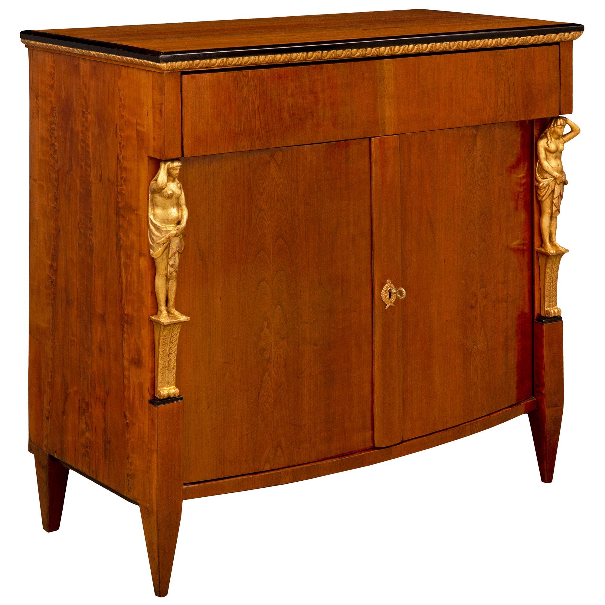 Neoclassical 19th Century Neo-Classical St. Cherrywood, Fruitwood and Giltwood Cabinet For Sale