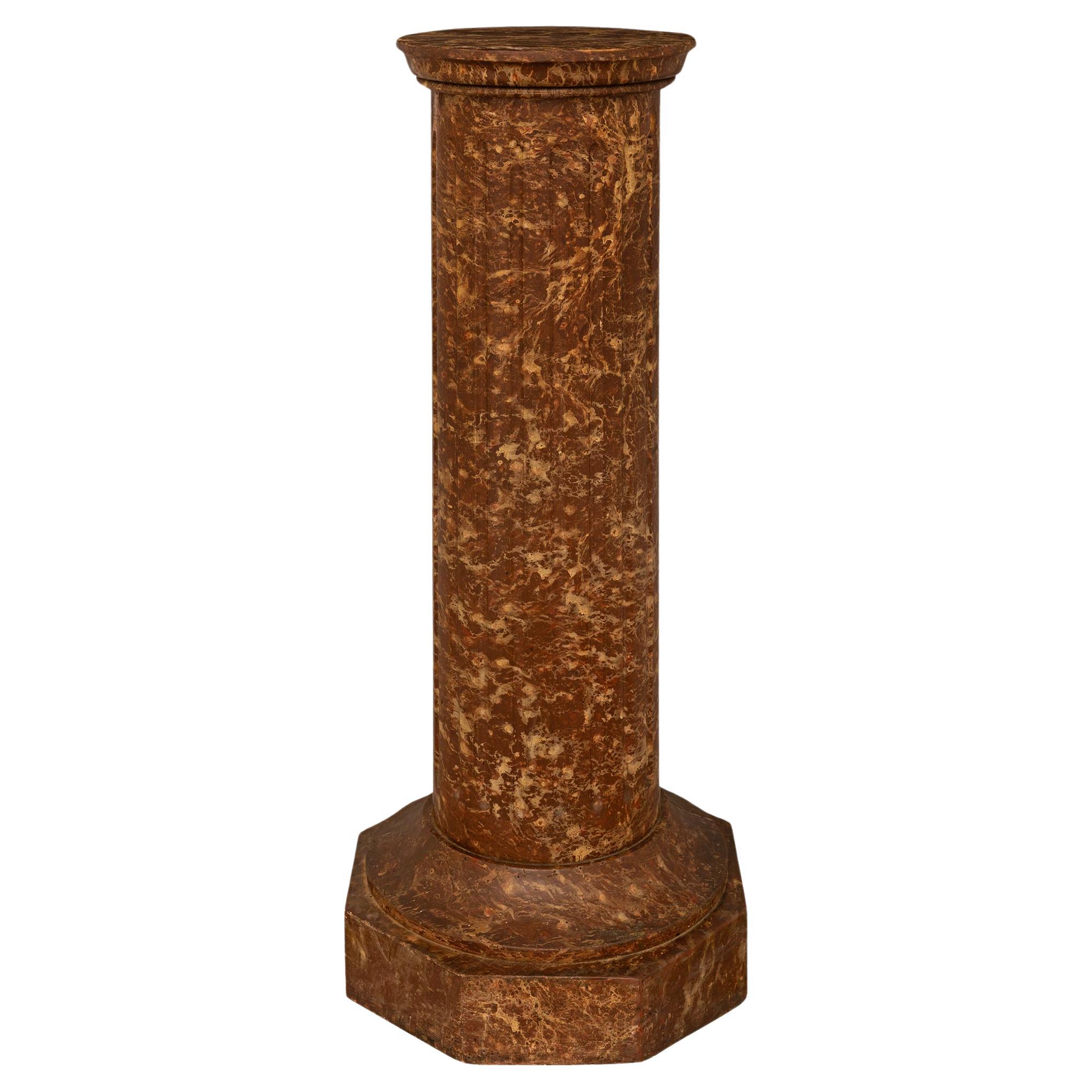 19th century Neo-Classical st. faux painted marble column.