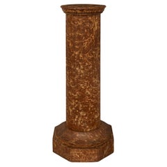 colonne néoclassique du 19ème siècle en faux marbre peint