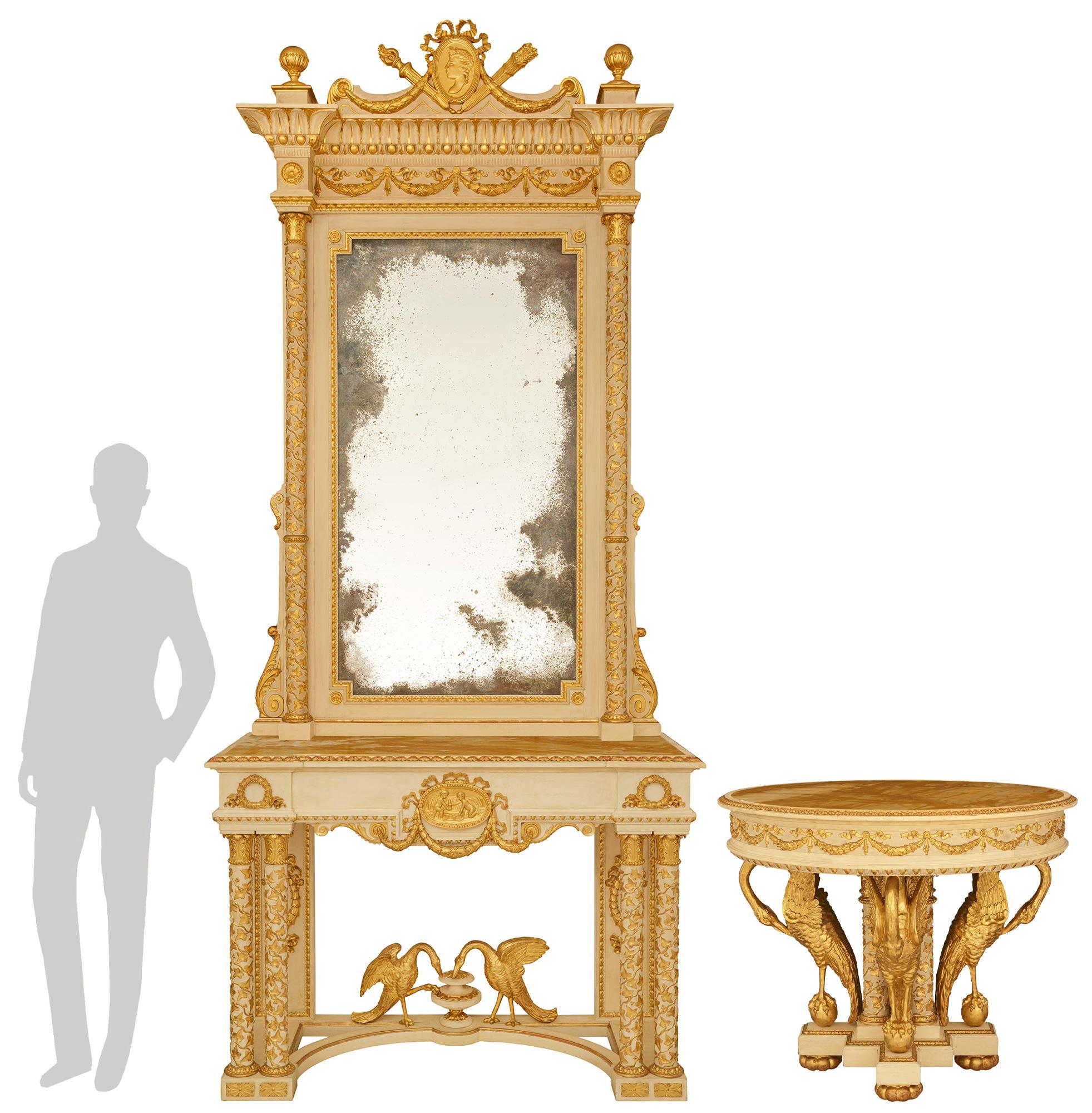 19. Jh. Neoklassizistische Konsole und Spiegel aus patiniertem Wood und Giltwood im Angebot 6