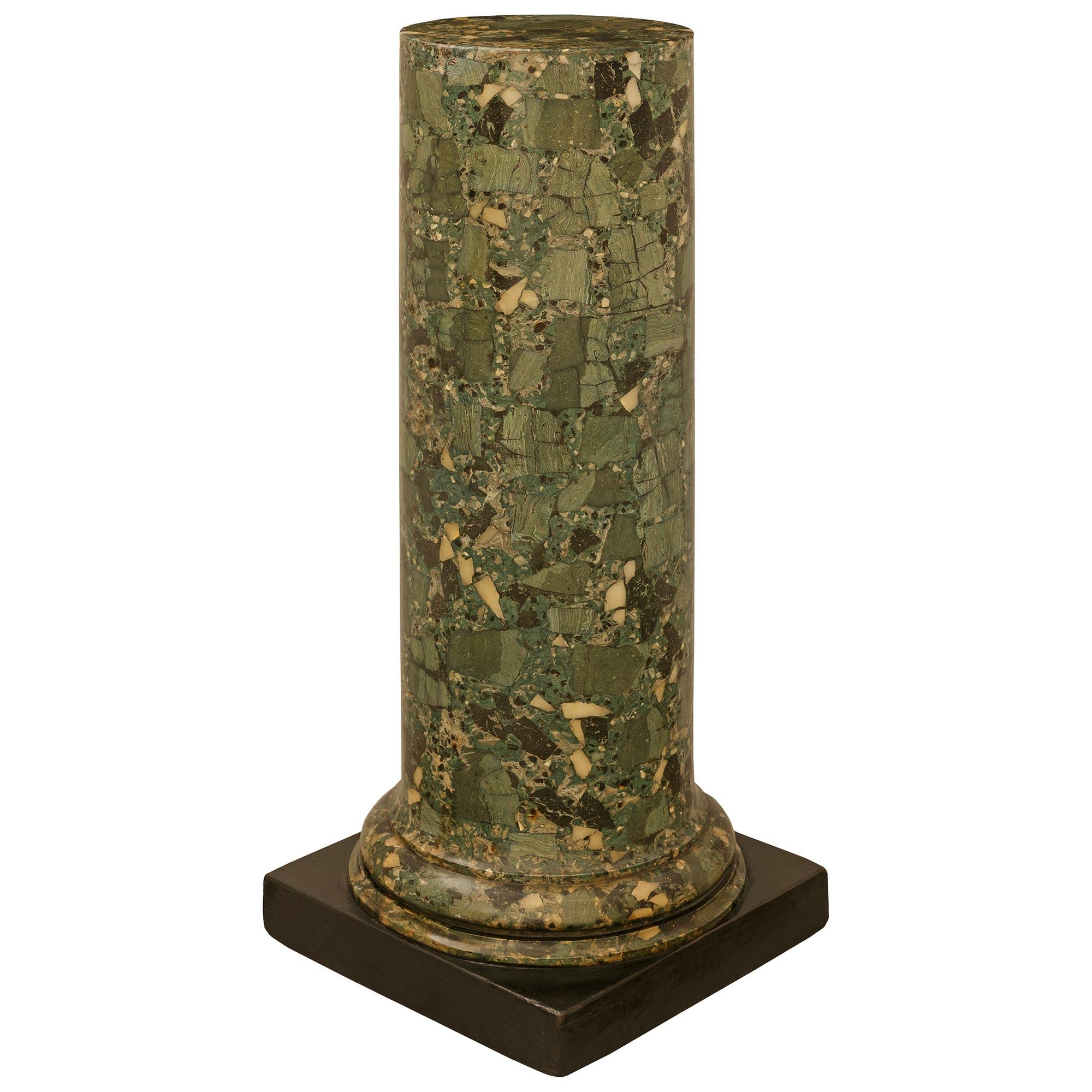 Neoclassical 19th century Neo-Classical st. Scagliola and patinated Wood pedestal/column For Sale