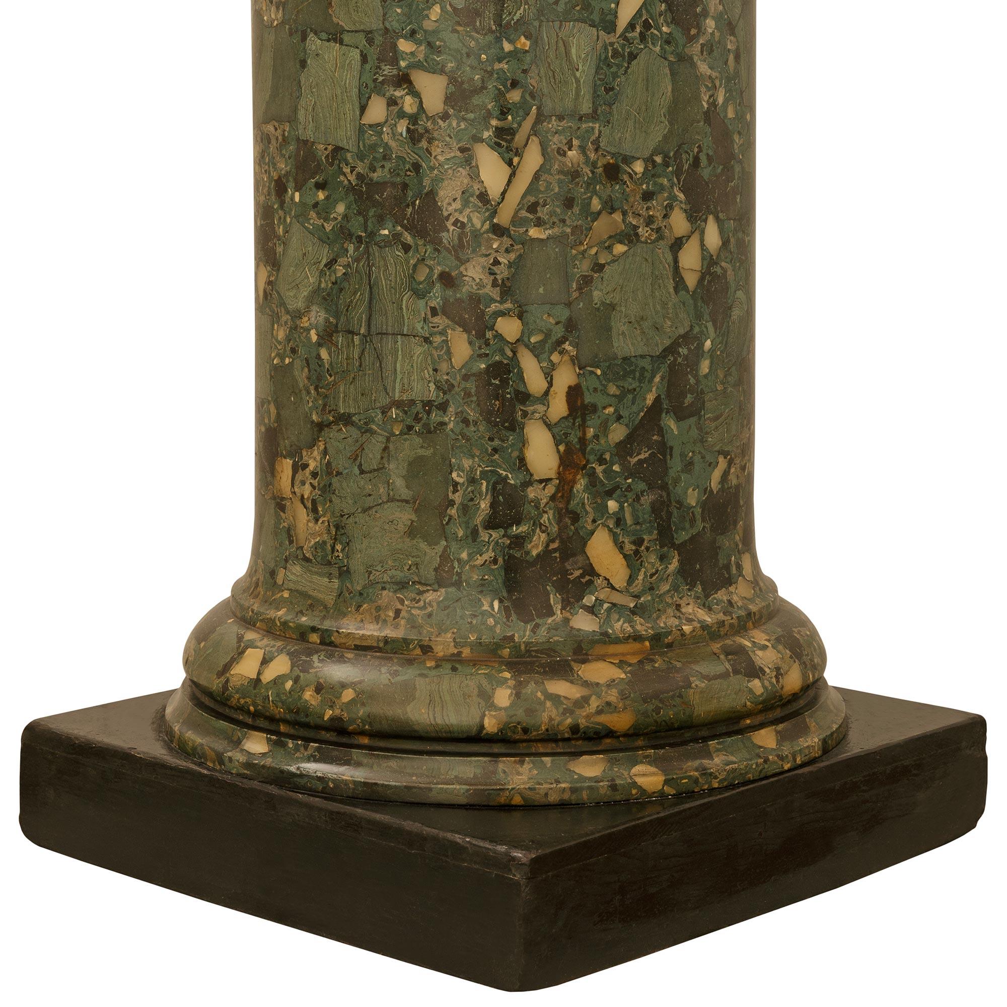 19th Century 19th century Neo-Classical st. Scagliola and patinated Wood pedestal/column For Sale