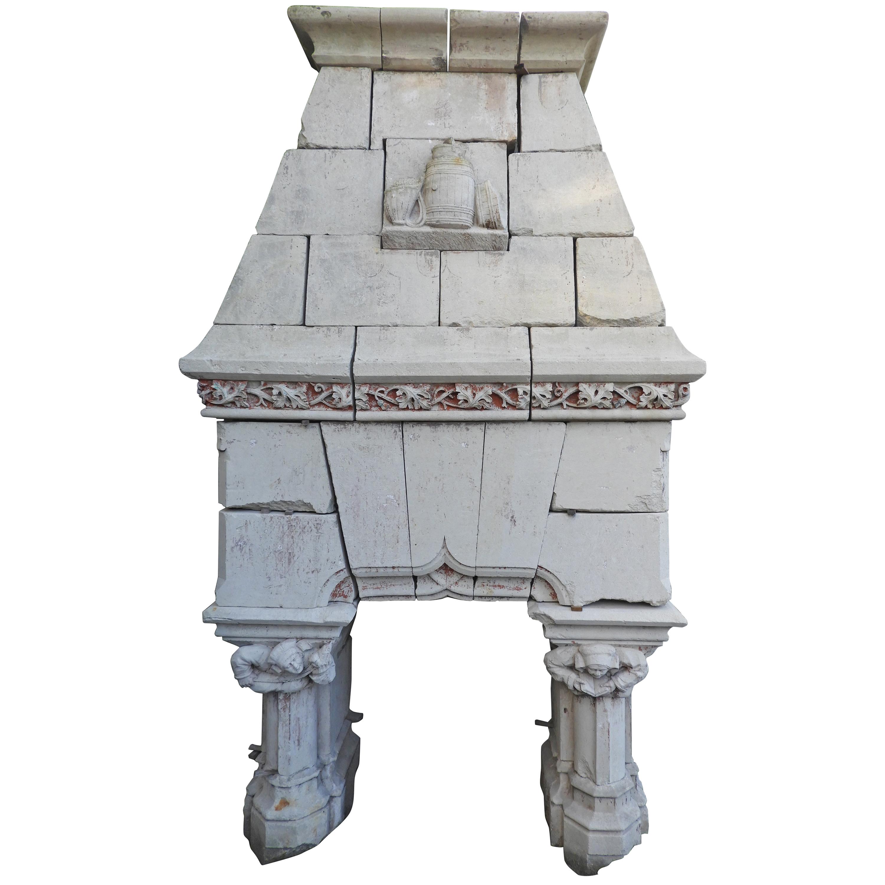 19th Century Neo Gothic Fireplace from Wine Estate For Sale