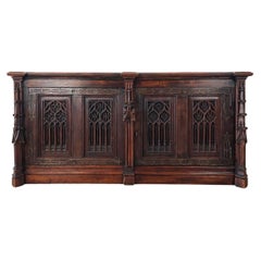 19th Century Neo-Gothic French Hand Carved Oak Chest or Cabinet