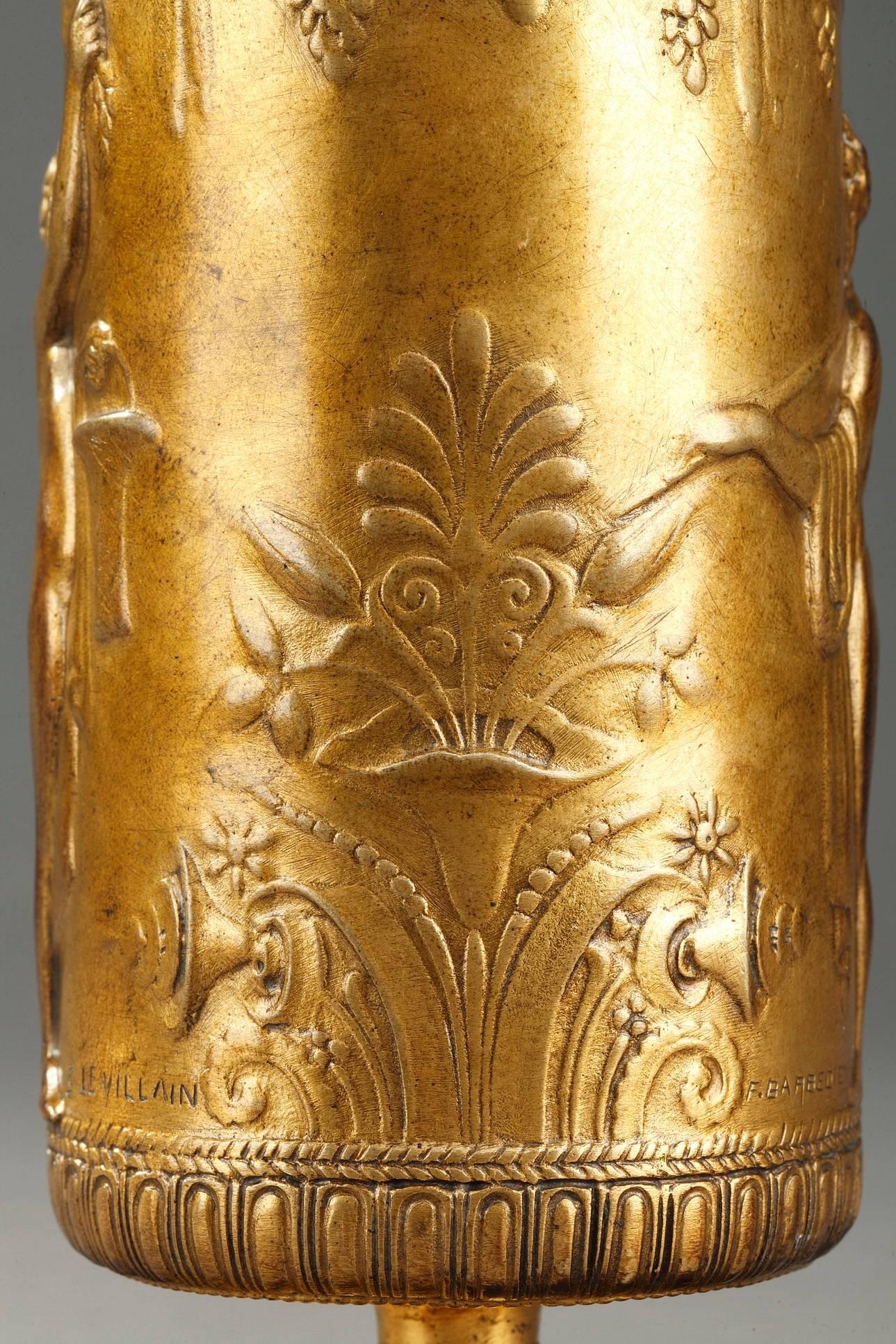 Gilt 19th Century Neo-Greek Style Ormolu Cups by Ferdinand Levillain and Barbedienne