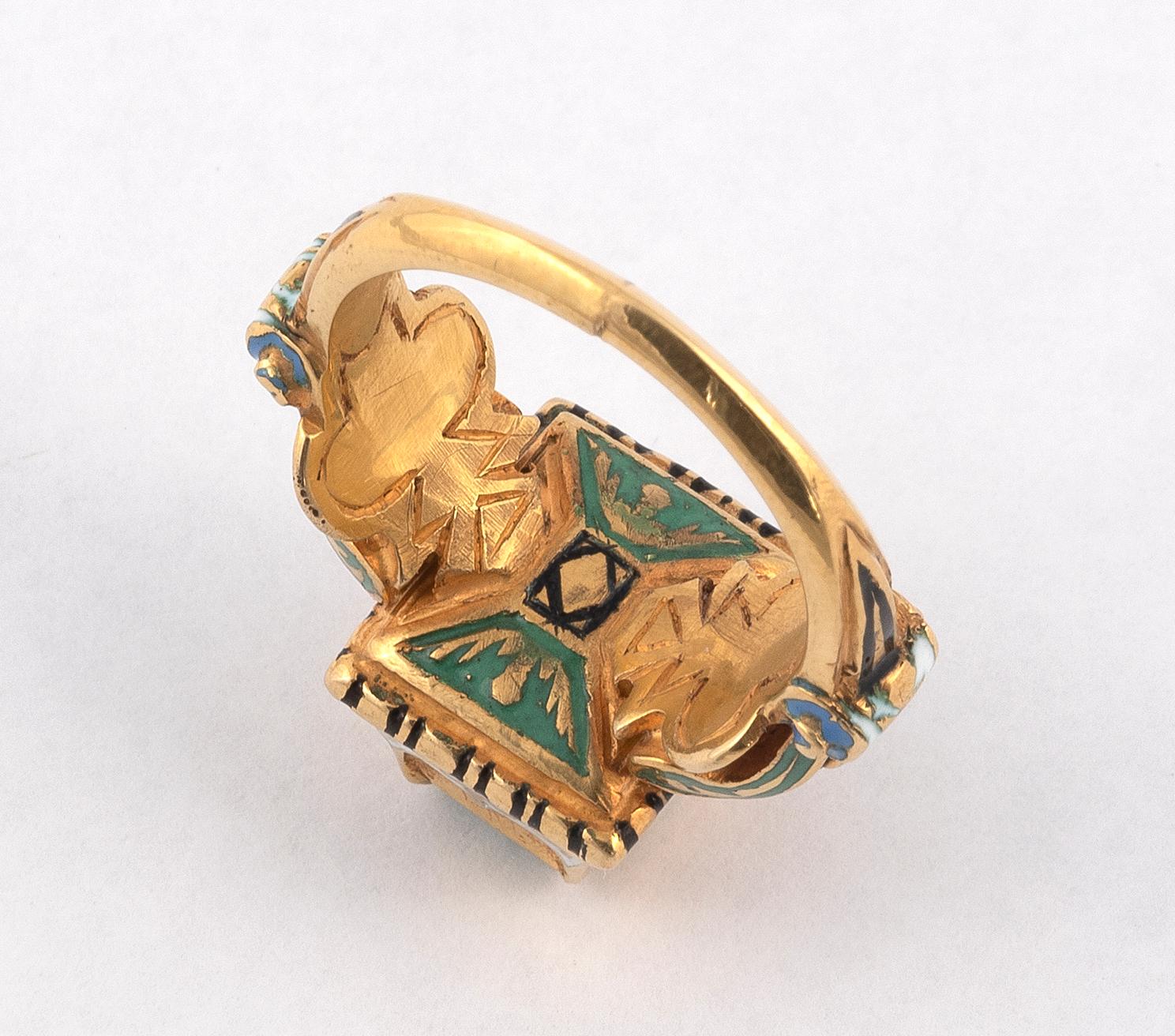 neo-Renaissance-Ring aus 18k Gelbgold des 19 (Neorenaissance)