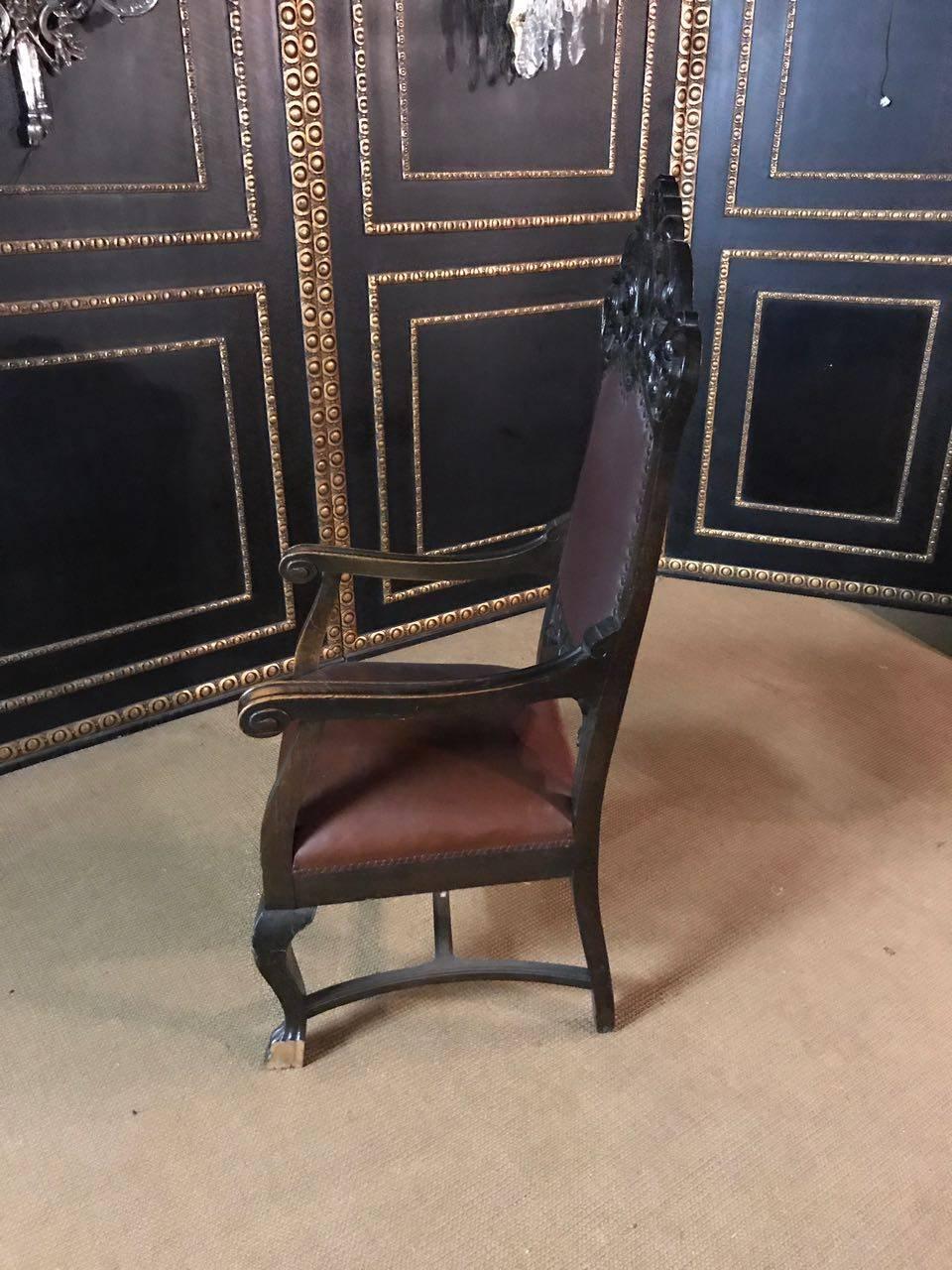 Oak 19th Century antique Neo Renaissance Armchair oak hand carved