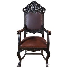 19th Century antique Neo Renaissance Armchair oak hand carved