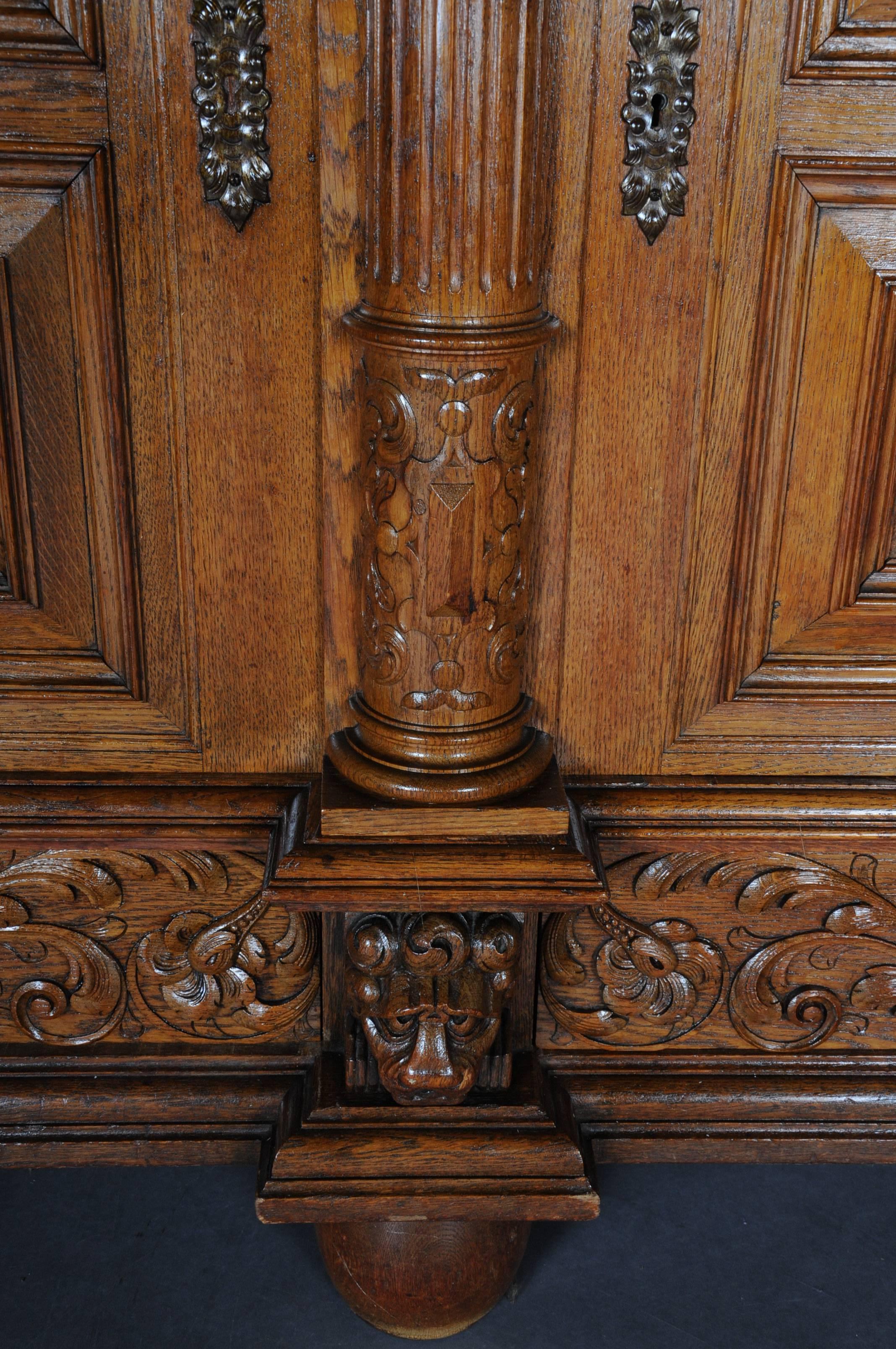 19th Century Neo Renaissance Cabinet Buffet, Solid Oak For Sale 5