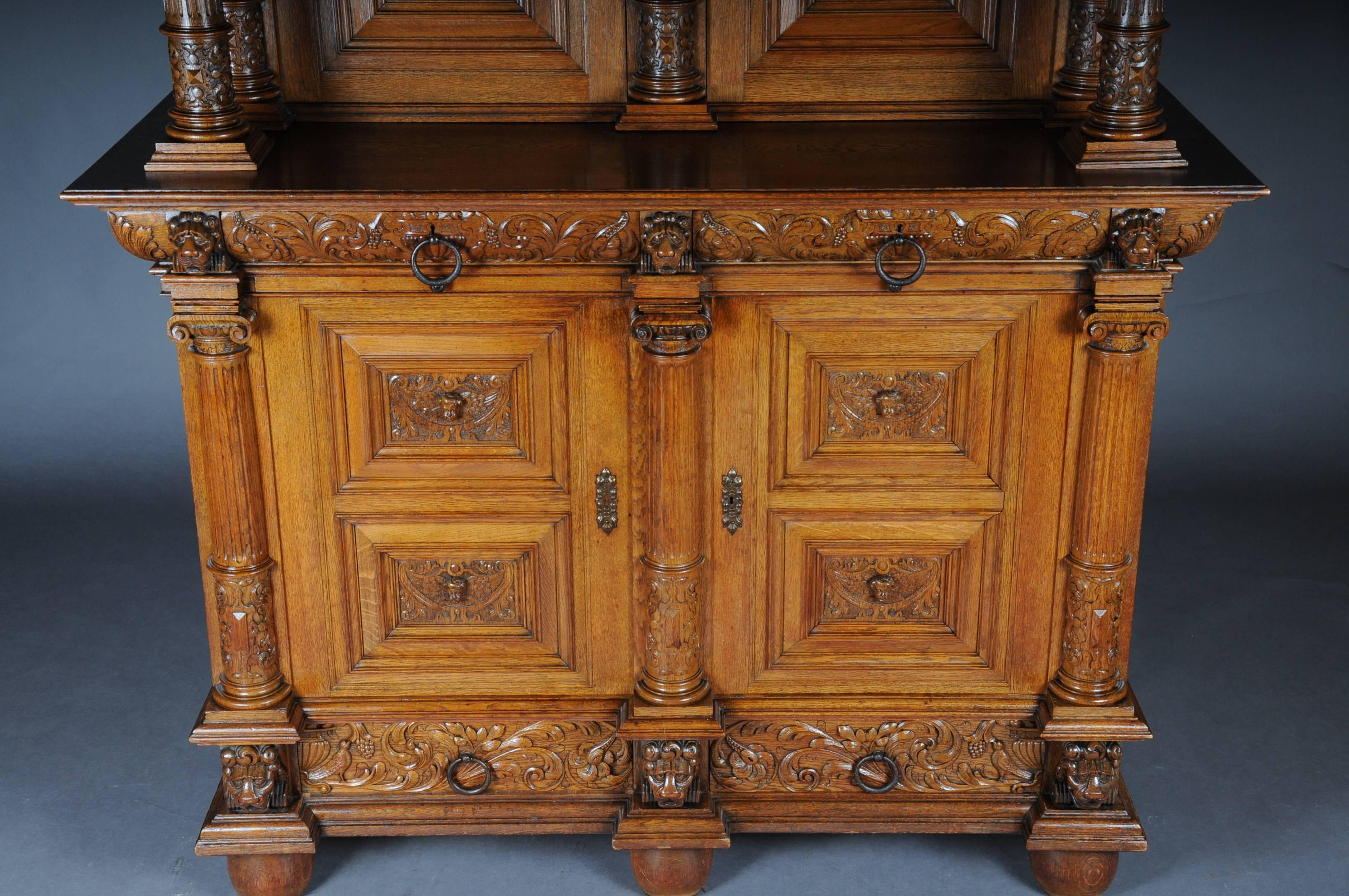 19th Century Neo Renaissance Cabinet Buffet, Solid Oak For Sale 2