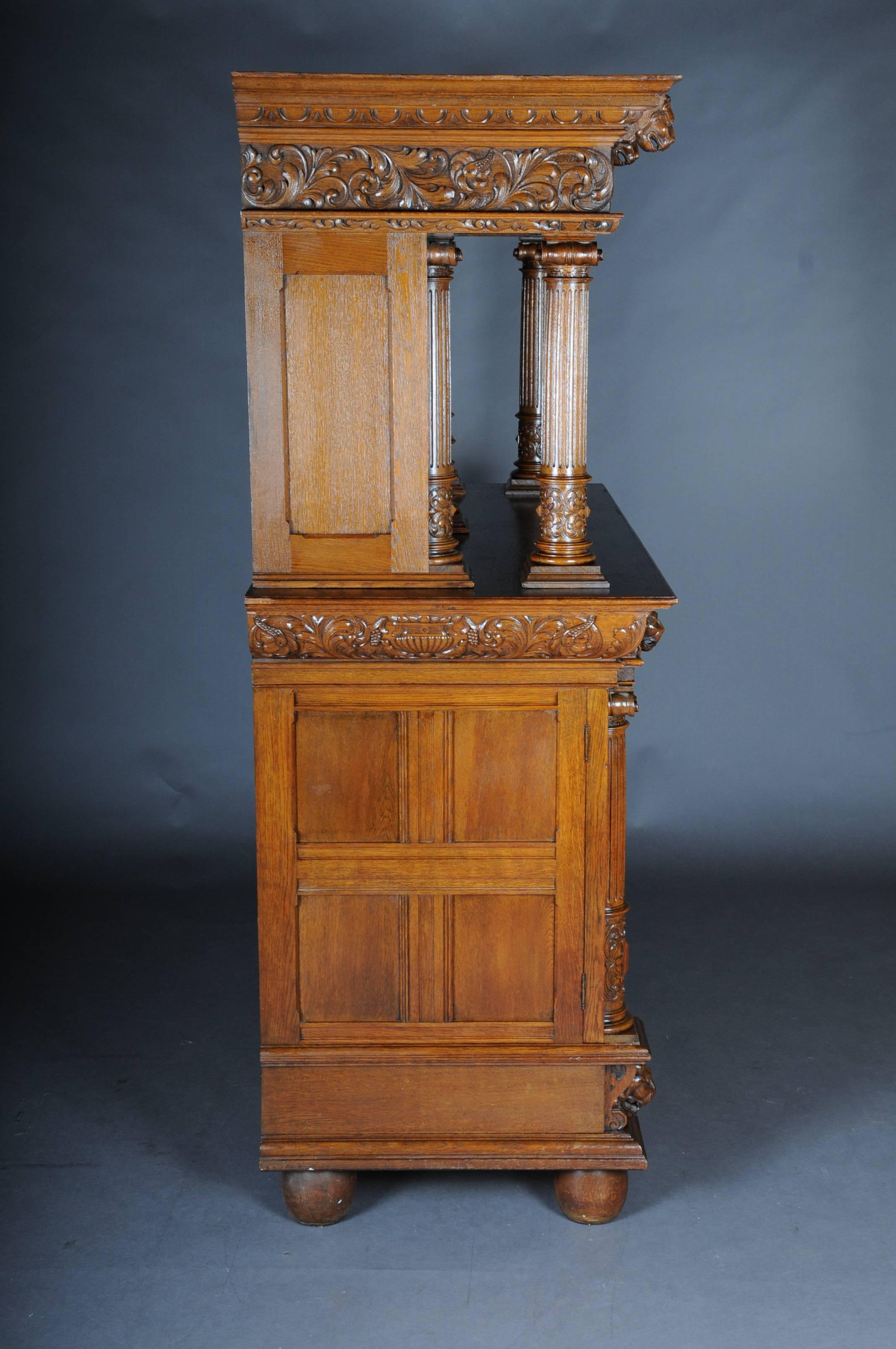 19th Century Neo Renaissance Cabinet Buffet, Solid Oak For Sale 3