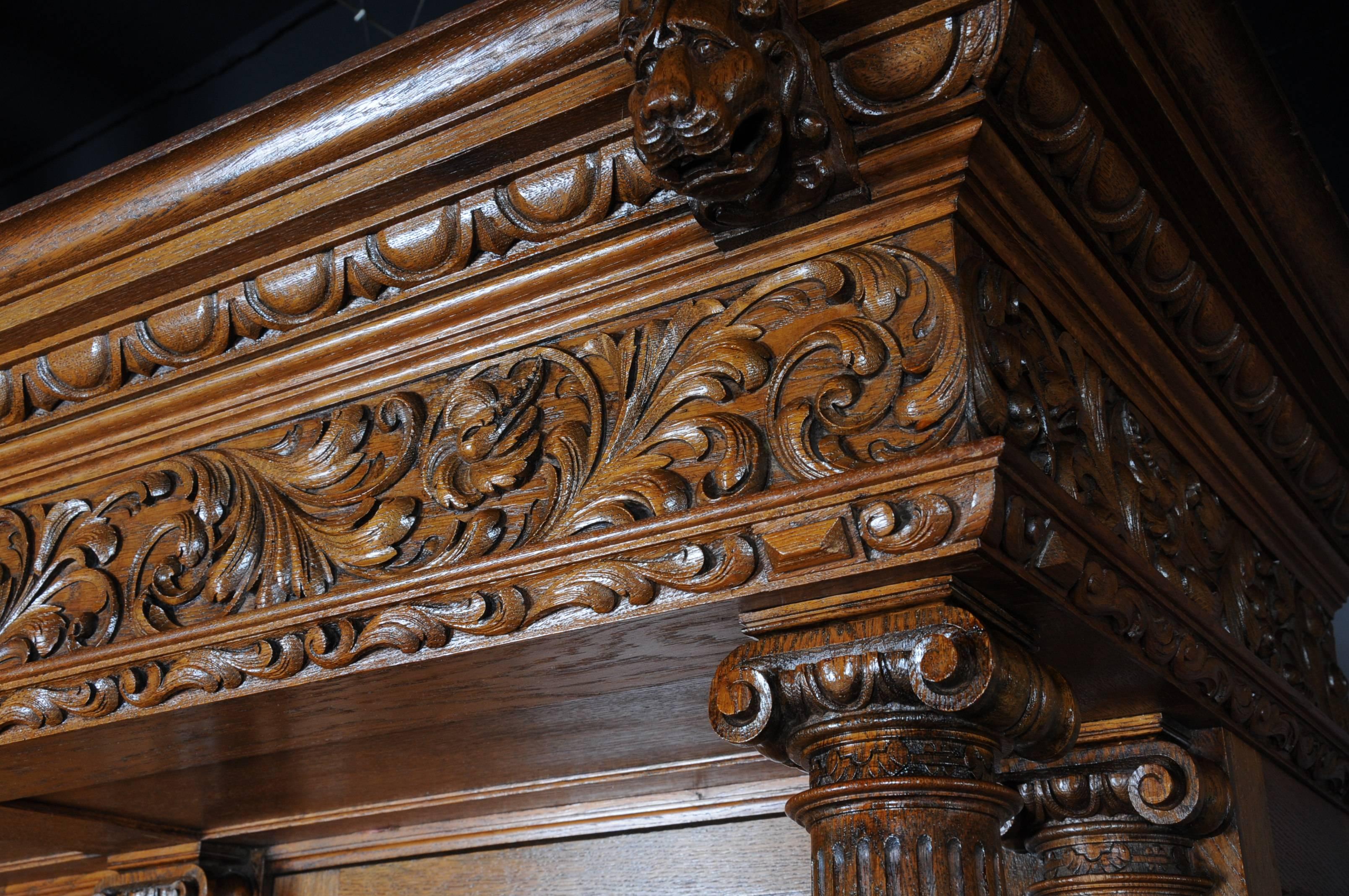 19th Century Neo Renaissance Cabinet Buffet, Solid Oak For Sale 4