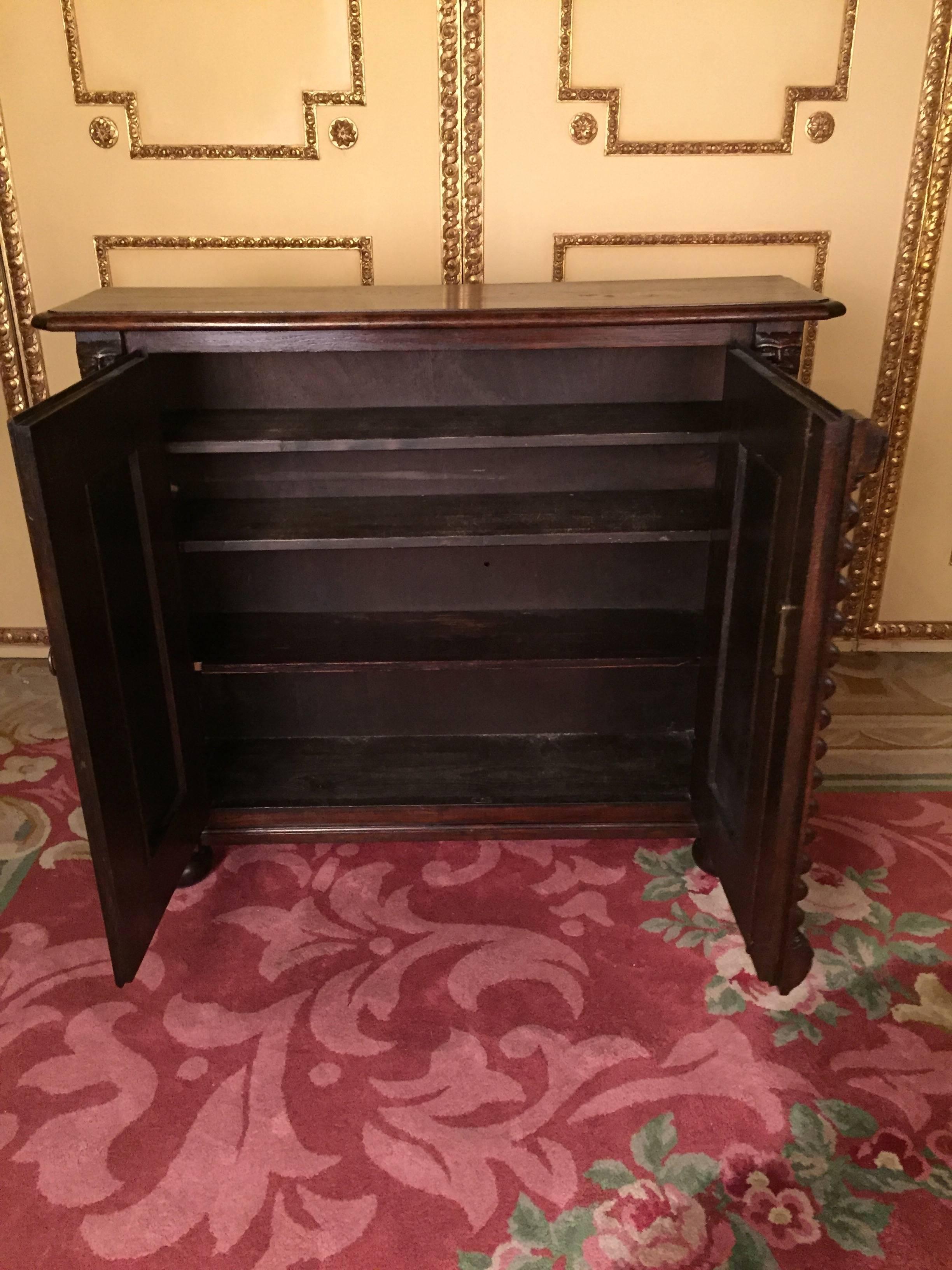 Renaissance Revival 19th Century Neo Renaissance Cabinet Sideboard Solid Oak 1870s For Sale