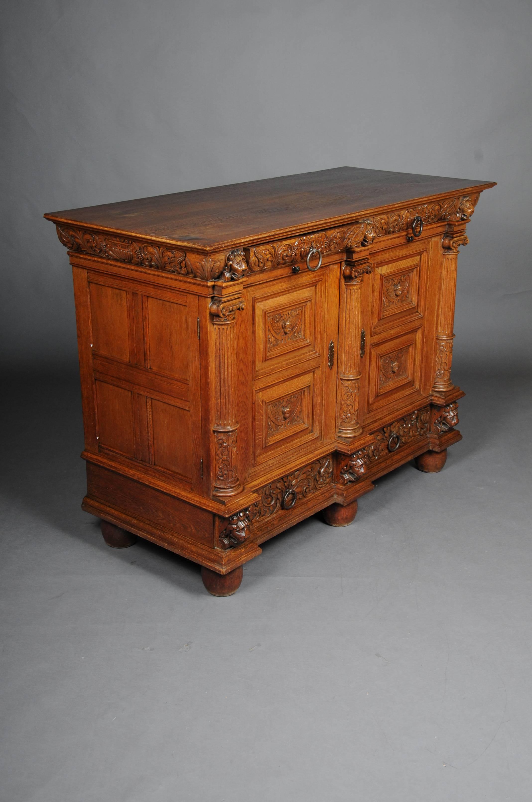 19th Century Neo Renaissance Console Buffet, Solid Oak For Sale 3