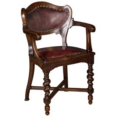 19th Century, Neo Renaissance Late Victorian Armchair Made of Solid Oak