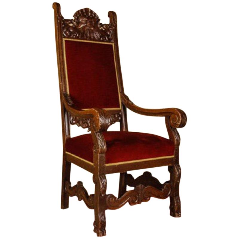 19th Century Neo-Renaissance Oak Armchair For Sale