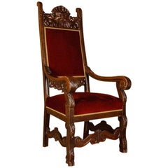 Antique 19th Century Neo-Renaissance Oak Armchair