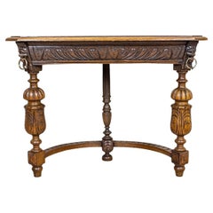 19th-Century Neo-Renaissance Oak Console Table