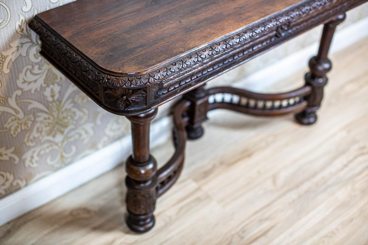19th-Century Neo-Renaissance Oak Wood and Veneer Console Table in Dark Brown 5