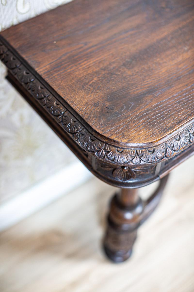 19th-Century Neo-Renaissance Oak Wood and Veneer Console Table in Dark Brown 6