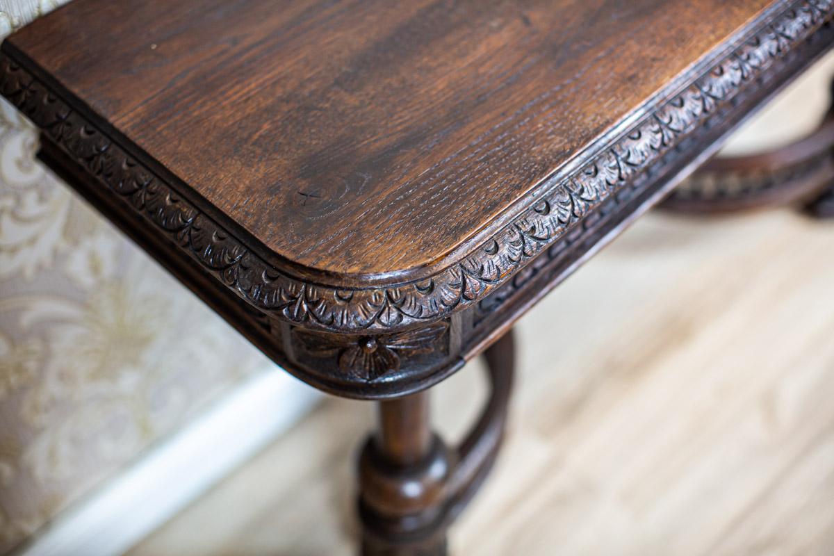 19th-Century Neo-Renaissance Oak Wood and Veneer Console Table in Dark Brown 7