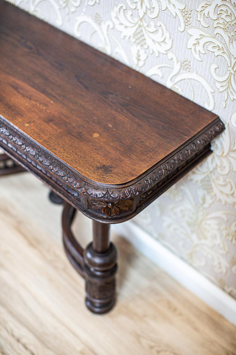 19th-Century Neo-Renaissance Oak Wood and Veneer Console Table in Dark Brown 8