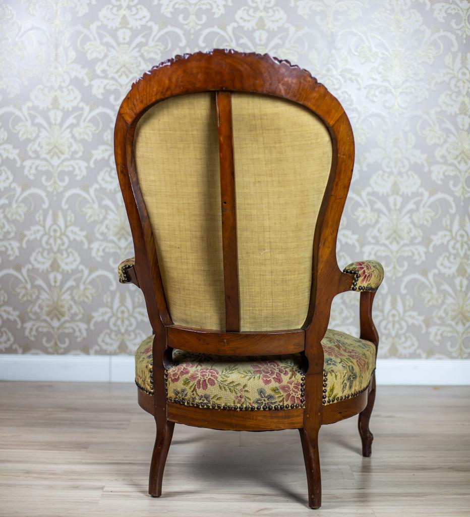 19th Century 19th-Century Baroque Revival Armchair With Floral Upholstered Seat For Sale